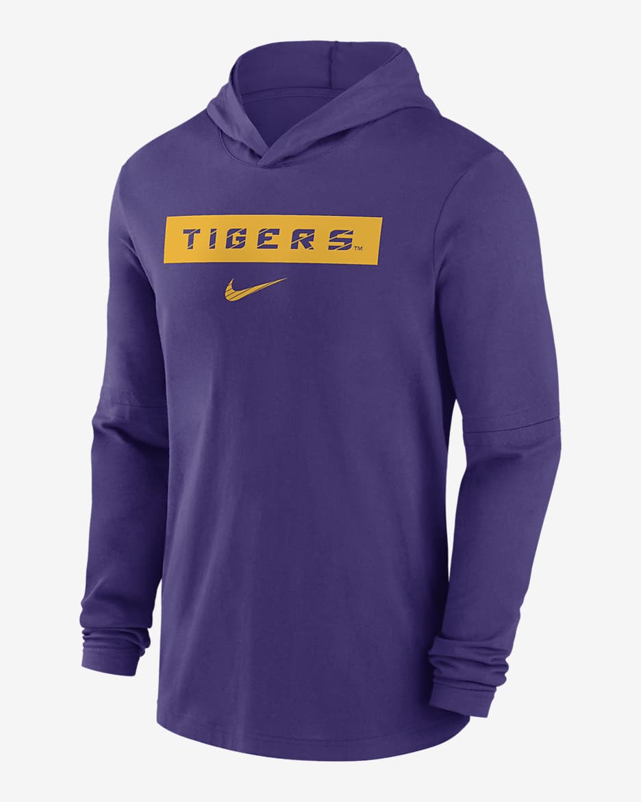 LSU Tigers Sideline Men s Nike Dri FIT College Long Sleeve Hooded Top. Nike